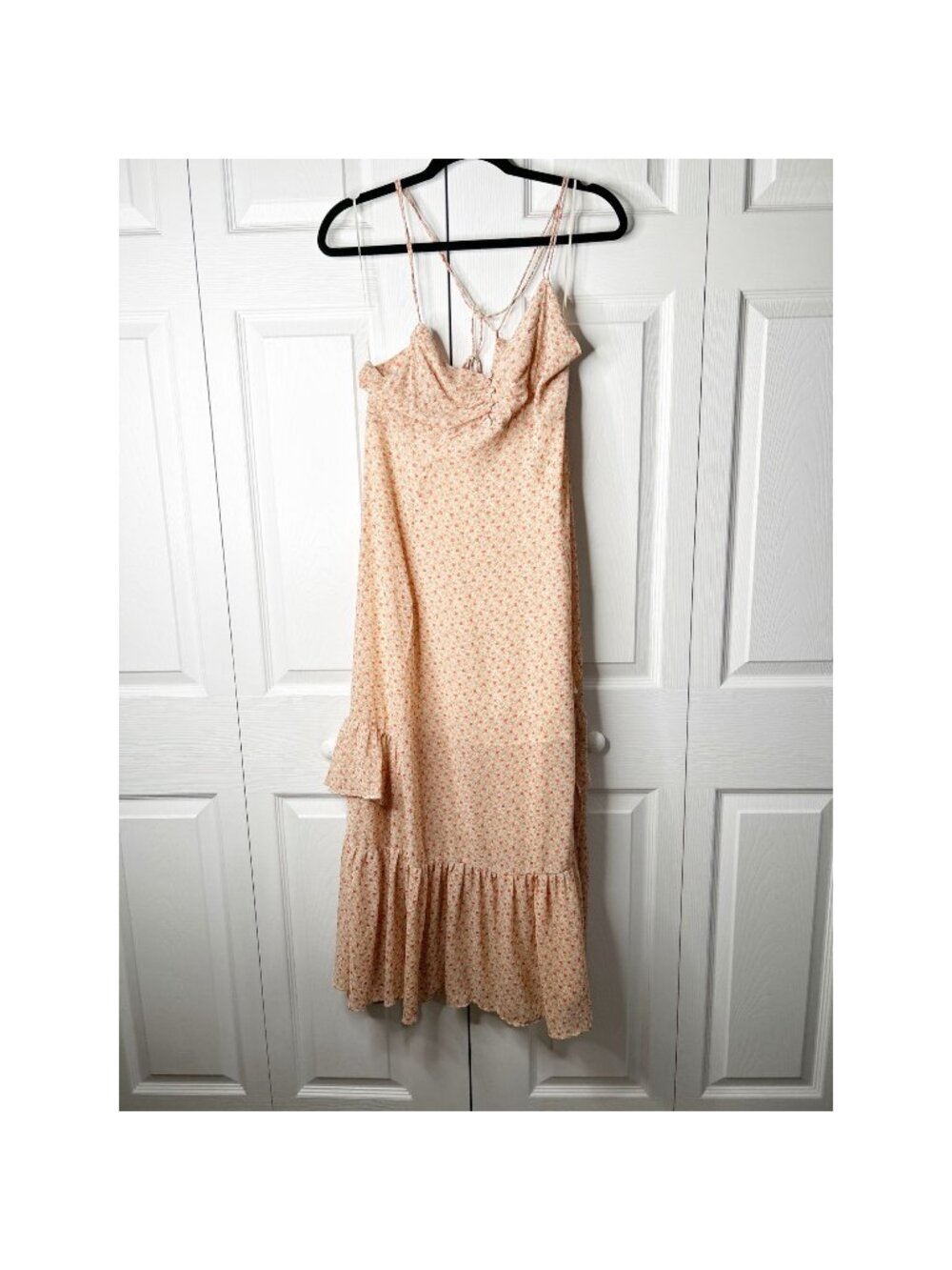 Urban Outfitters Sparklers Orange Chiffon Ruffle Maxi Dress Women's Size Medium